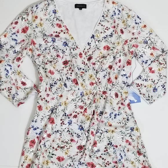 MAJORELLE NWT Womens Carolina White Sparkly Floral Mini Dress Size M - Picture 12 of 12